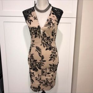 Floral printed beige dress